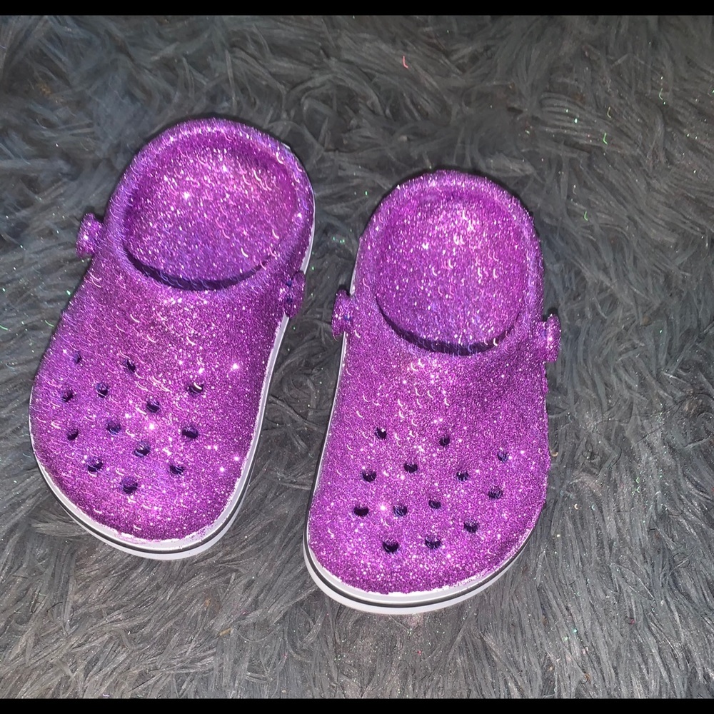 Purple glitter crocs
